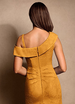 Azazie Hamptons Mother of the Bride Dresses Butterscotch A-Line Pleated Floral Burnout Dress image7