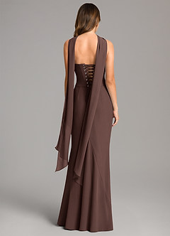 Azazie Sorrel Robes de demoiselle d'honneur Robe Sirène en Mousseline de soie Corset Ganache image5