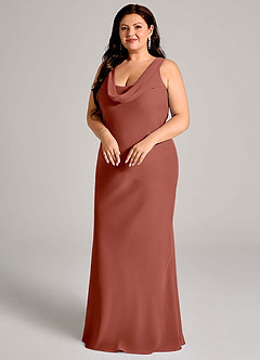 Azazie Rylina Bridesmaid Dresses Auburn Mermaid Pleated Chiffon Dress image9