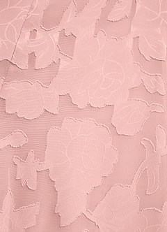 Azazie Tatum Bridesmaid Dresses Powder Pink A-Line Corset Floral Burnout Dress image4