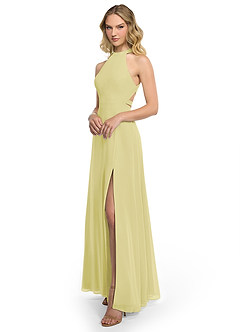 Azazie Clarice Abiti da Damigella Abito A-Line in Chiffon con Scollo Halter Sorbetto Al Limone image2