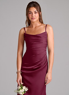 Azazie Lucille Vestidos de damas de honor Vestido de Mora de Satén Elástico de Corte Sirena Convertible con Sin tirantes image6