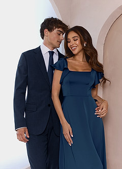 front James Dark Navy Structured Stretch Suit