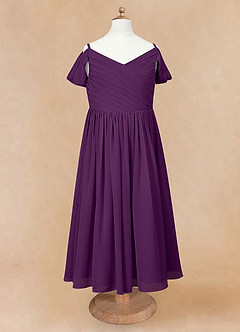 Azazie Chelle Flower Girl Dresses Grape A-Line Pleated Chiffon Dress image6
