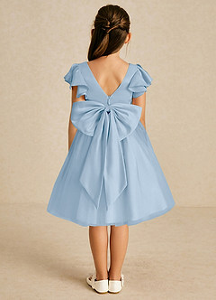 Azazie Kaeya Flower Girl Dresses Powder Blue A-Line Bow Tulle Dress image1