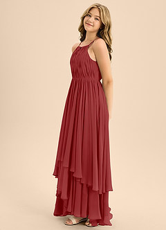 Azazie Elliora Junior Vestido de Óxido de Gasa de Corte En A con Plisado image6