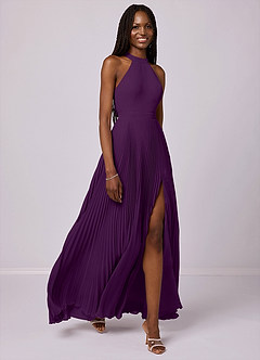 Barbie ♥ Azazie Bridesmaid Dresses Grape A-Line Pleated Chiffon Dress image3
