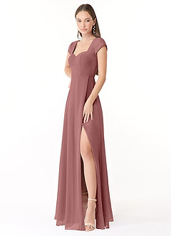 Azazie Hainsly Bridesmaid Dresses Desert Rose A-Line Sweetheart Neckline Chiffon Dress image3