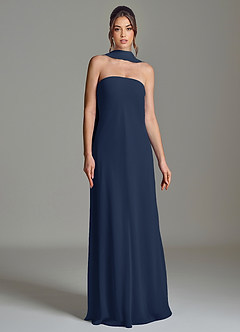 Azazie Ilana Bridesmaid Dresses Dark Navy A-Line Strapless Chiffon Dress image4