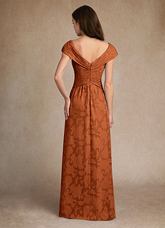 Azazie Myrtle Mère de la mariée Robes Robe Trapèze en Blumen-Burnout Plissée Orange Brûlée image3