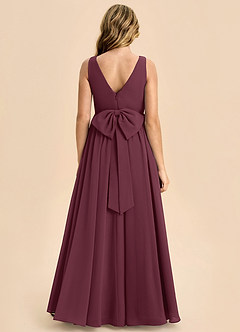 Azazie Hathaway Junior Cabernet A-Line Bow Chiffon Dress image1