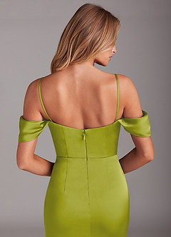 Azazie Saige Brautjungfernkleider Meerjungfrau-Linie Schulterfrei Stretch-Satin Kleid Zitronengras image6