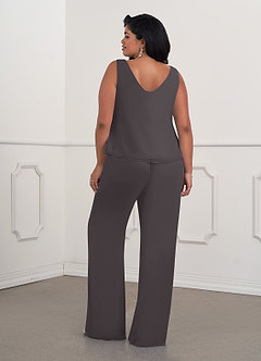 Azazie Maura Mother of the Bride Dresses Steel Grey Jumpsuit/Pantsuit Sequins Chiffon Dress image17