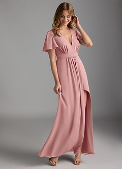 Azazie Zaniah Bridesmaid Dresses Dusty Rose A-Line Chiffon Dress image6