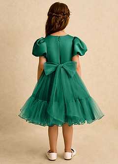 Azazie Cocoa Robe Demoiselle D'honneur Fillette Robe Princesse en Tulle Plissée émeraude image6