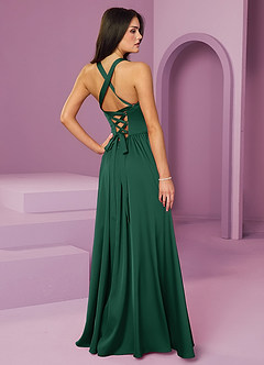 Barbie ♥ Azazie Bridesmaid Dresses Dark Green A-Line with Pockets Stretch Satin Dress image2