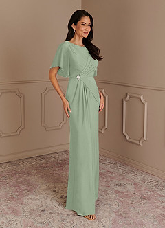 Azazie Louanne Mère de la mariée Robes Robe Sirène en Tricot de luxe Plissé col bateau Agave image2