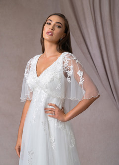 Azazie Renesmee Wedding Dresses A-Line Sequins Tulle Chapel Train Dress image7