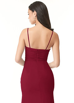 Azazie Darria Abiti da Damigella Abito Convertibile Tubino in Chiffon Elasticizzato Scollo quadrato pieghettato Borgogna image8