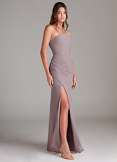 Azazie Eren Brautjungfernkleider Etui One-Shoulder Chiffon Kleid Dämmerung image4