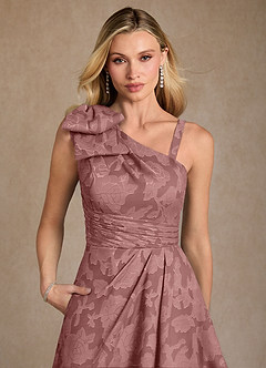 Azazie Easton Abiti per la Madre della Sposa Abito Principessa in Burnout Floreale Monospalla Rosa Polverosa image4
