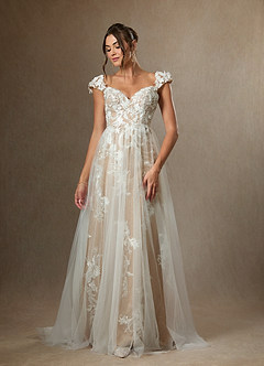 Azazie Moonstone Wedding Dresses Diamond White Nude A-Line Sweetheart Sequins Tulle Dress image1