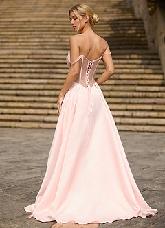 Heartshape Rosa Korsett Satin Balklänning image2