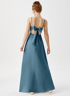 Azazie Shale Junior Robe Trapèze en Satin extensible Bermude image3