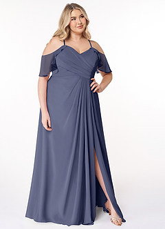 Azazie Dakota Bridesmaid Dresses A-Line V-Neck Pleated Chiffon Floor-Length Dress image8