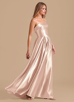 Azazie Lucienne Bridesmaid Dresses English Rose A-Line Pleated Metallic Satin Dress image5