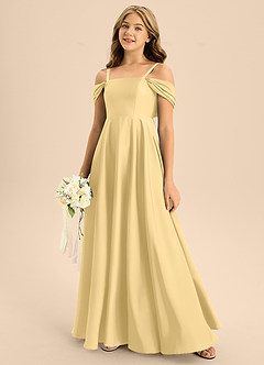 Azazie Rowena Junior Robe Trapèze en Satin extensible Arc Beurre image7
