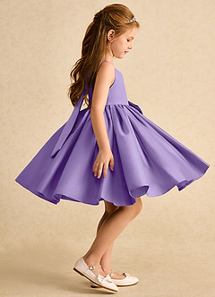 Azazie Jessie vestidos de niña de las flores Vestido de Tahití de Satin Mate de Corte En A con Lazo image3