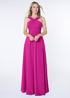 Azazie Kaleigh Bridesmaid Dresses Fuchsia A-Line Pleated Chiffon Dress image1