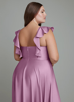 Azazie Leilani Bridesmaid Dresses Wisteria A-Line Ruched Stretch Satin Dress image16