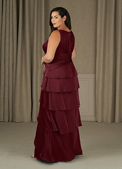 Azazie Viola Mother of the Bride Dresses Cabernet A-Line Pleated Stretch Satin Dress image8