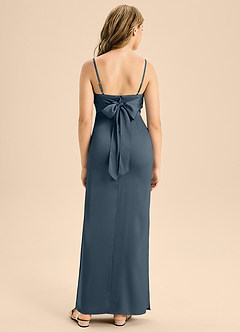 Azazie Mai Junior Robe Trapèze en Satin extensible Encolure en Forme de Cœur Violet Crépusculaire image2