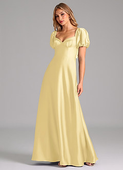 Azazie Fatima Brautjungfernkleider Eine Linie Herzausschnitt Stretch-Satin Kleid Butter image4