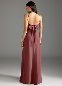 Azazie Melia Bridesmaid Dresses Desert Rose A-Line Bow Stretch Crepe Dress image4