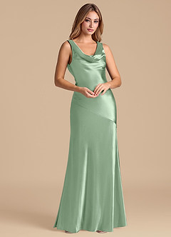 Azazie Rylina 신부 들러리 드레스 인어 메탈릭 새틴 바닥 길이 드레스 image4