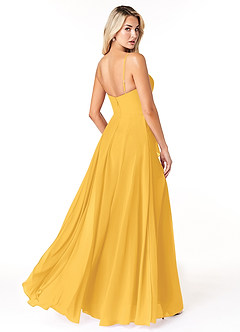 Azazie Emerald Bridesmaid Dresses Marigold A-Line Ruffled Chiffon Dress image3