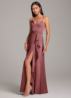 Azazie Naeem Abiti da Damigella Abito A-Line in Raso Elasticizzato Scollo a Cuore Ametista image3