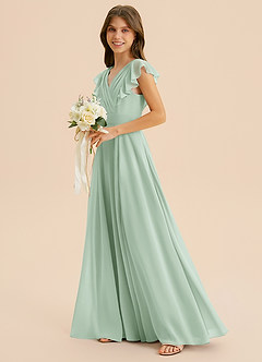 Azazie Anysa Junior Robe Trapèze en Mousseline de soie Rayé Agave image6