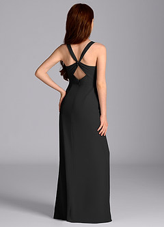 Azazie Mero Junior Black Mermaid Pleated Chiffon Dress image2