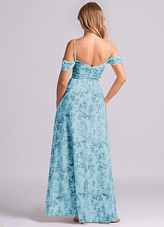 Azazie Marley Bridesmaid Dresses Blue Fern Floral A-Line Off the Shoulder Chiffon Convertible Dress image2