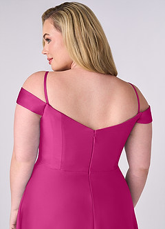 Barbie ♥ Azazie Bridesmaid Dresses Fuchsia A-Line Off the Shoulder Stretch Satin Convertible Dress image10
