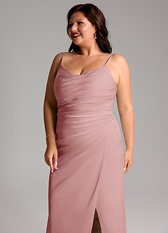 Azazie Deandra Bridesmaid Dresses Dusty Rose Mermaid Pleated Stretch Satin Dress image12