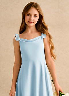 Azazie Puppy Girls Formal Flower Girl Dresses Sky Blue A-Line Pleated Chiffon Dress image6