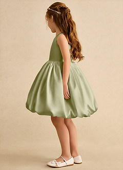 Azazie Nirvana Robe Demoiselle D'honneur Fillette Robe Princesse en Mat Satiné Rayé Vert Mousse image4