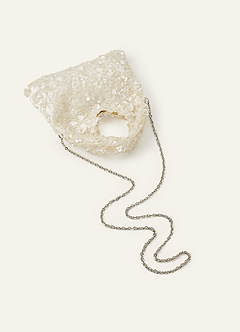 front Sequin Embellished Hobo Bag with Detachable Chain Strap