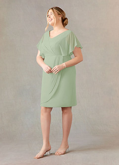 Azazie Julia Mother of the Bride Dresses Dusty Sage Sheath V-Neck Pleated Chiffon Dress image8